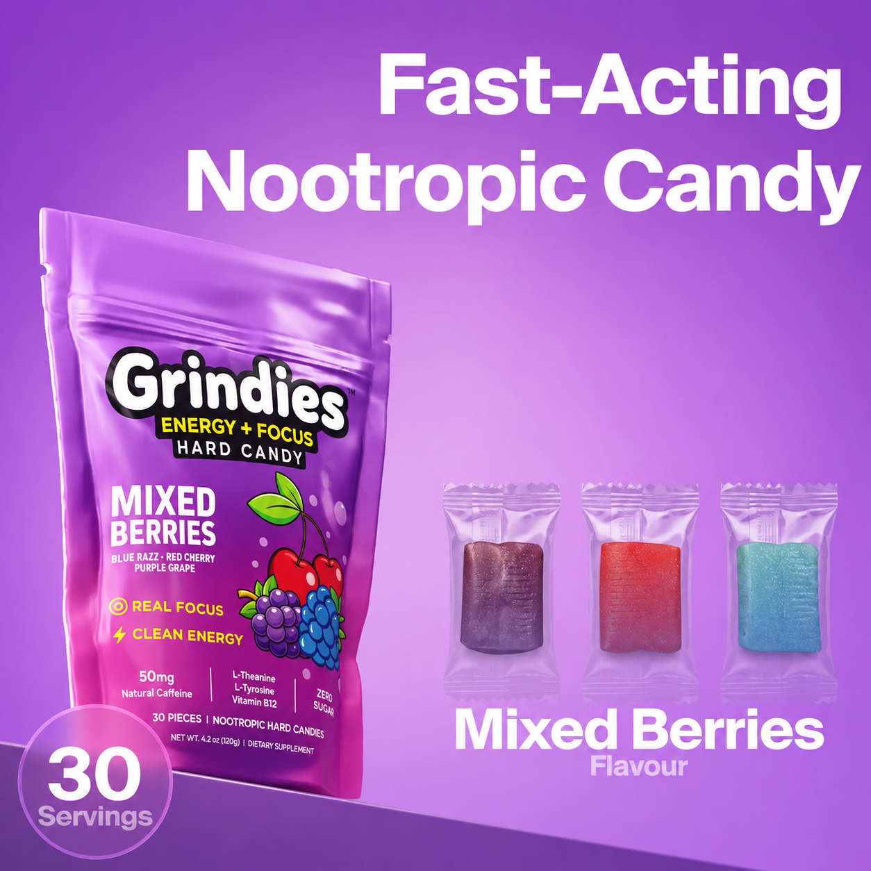 Grindies Energy & Focus Hard Candy