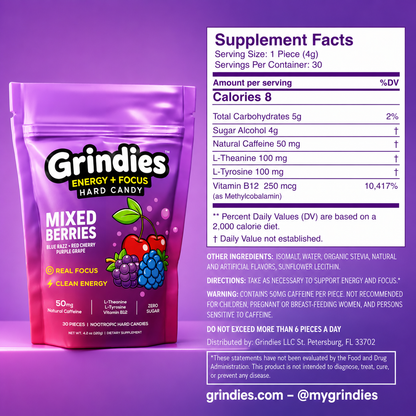 Grindies Energy & Focus Hard Candy